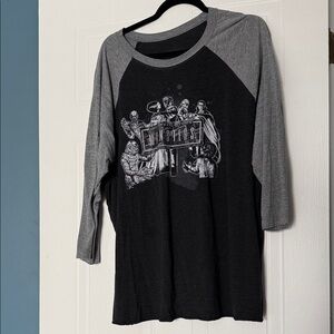 Black & Gray Long Sleeve Raglan Graphic Tee